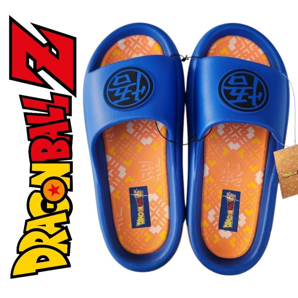 NEW DragonBall Z Dragon Ball Z Men’s Mens Slippers Sandals Slides Blue Orange